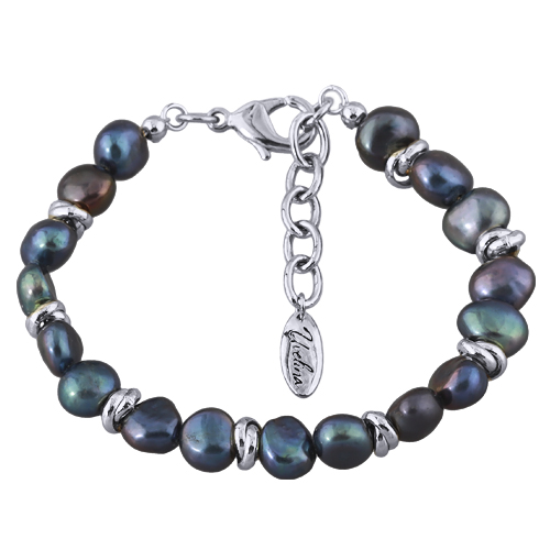 Браслет (жемчуг бензиновый 6мм; покрытие родий) 18-21см