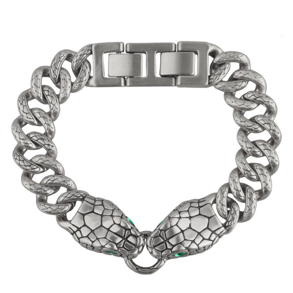 Браслет Гипноз (кристаллы SW зеленые; покрытие античное серебро) 18-20см