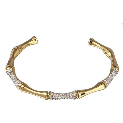 Браслет Бамбук  (кристаллы белые;  покрытие золото)