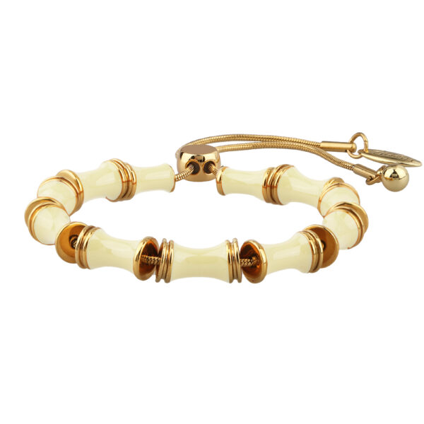 Браслет Бамбук (эмаль сливочное масло; покрытие золото) 23см