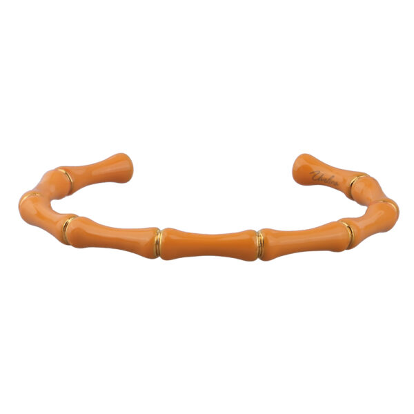 Браслет Бамбук (эмаль оранжевая; покрытие золото)