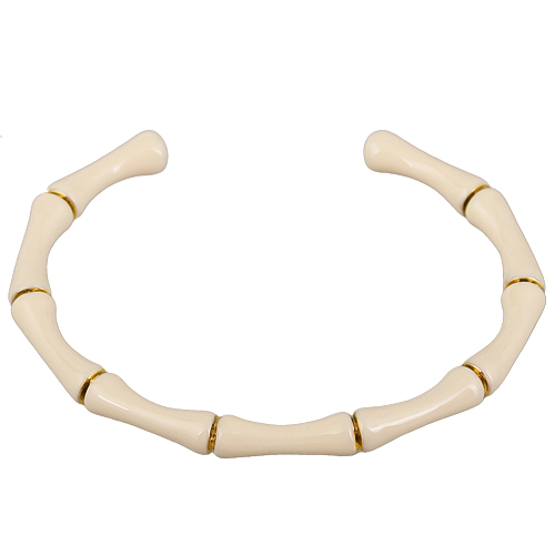 Браслет Бамбук (эмаль бежевая; покрытие золото)