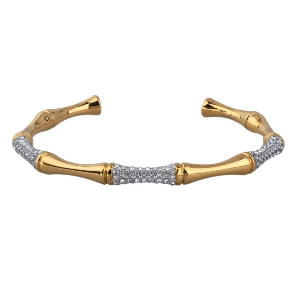 Браслет Бамбук  (кристаллы белые;  покрытие золото,  родий)