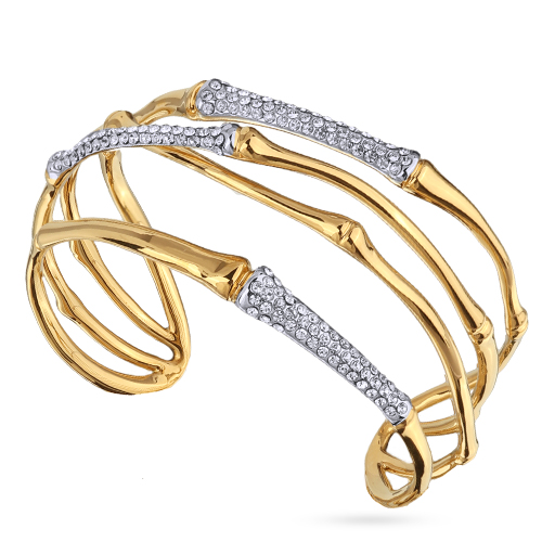 Браслет Бамбук  (кристаллы белые;  покрытие золото,  родий)