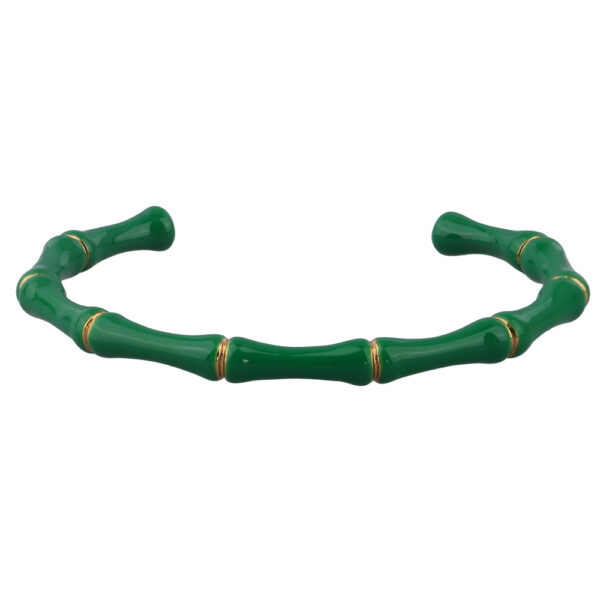 Браслет Бамбук (эмаль зеленая; покрытие золото)