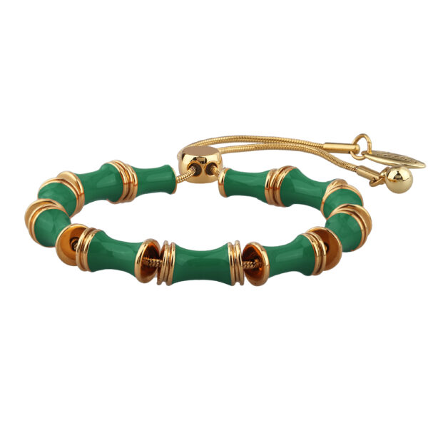Браслет Бамбук (эмаль зеленая; покрытие золото) 23см