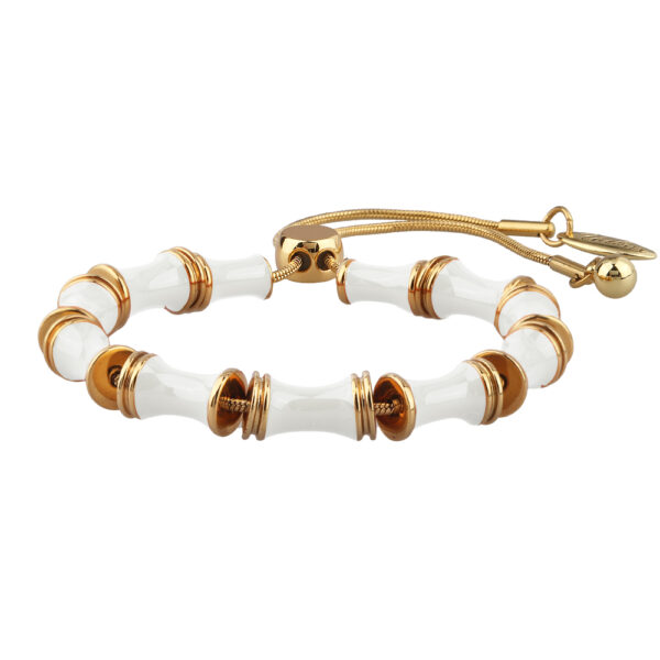 Браслет Бамбук (эмаль белая; покрытие золото) 23см