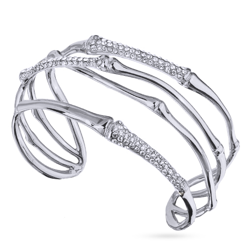 Браслет Бамбук  (кристаллы белые;  покрытие родий)