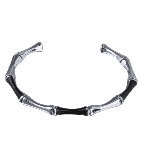 Браслет Бамбук (эмаль черная; покрытие родий)