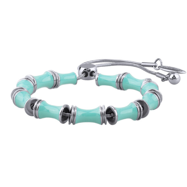 Браслет Бамбук (эмаль морская свежесть; покрытие родий) 23см