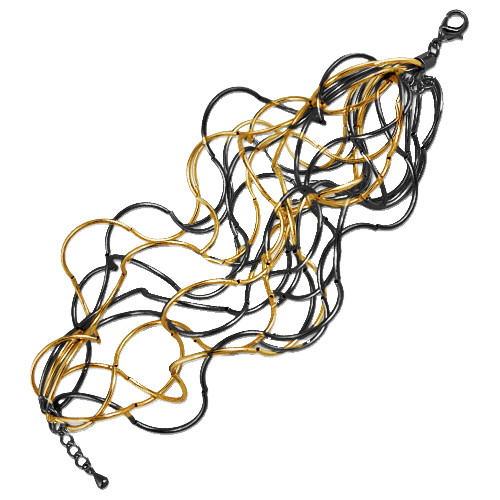 Браслет Паутина (10 нитей; покрытие золото, черный родий) 18-23см