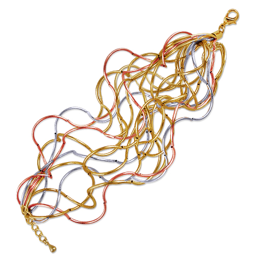 Браслет Паутина (10 нитей; покрытие: родий, золото розовое, желтое) 18-23см