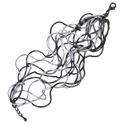 Браслет Паутина (10 нитей; покрытие родий, черный родий) 18-23см