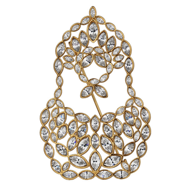 Брошь Матрешка (кристаллы SW белые; покрытие золото)