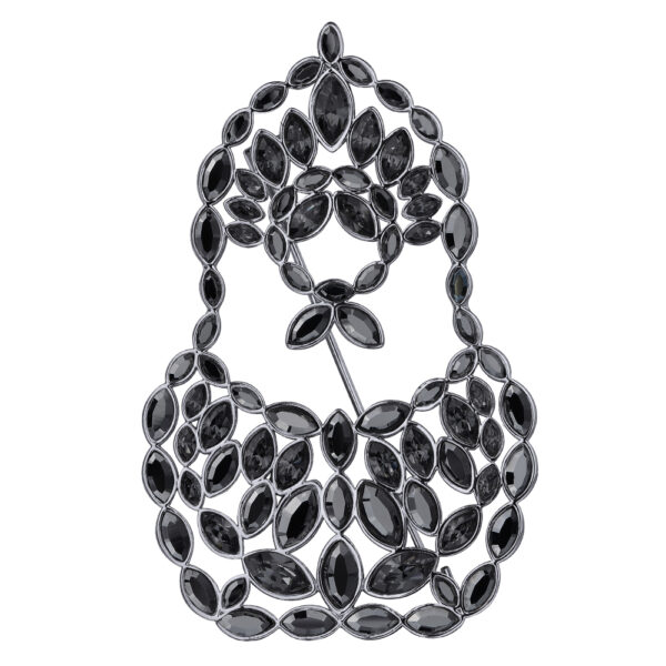 Брошь Матрешка (кристаллы SW темно-серые, гематит; покрытие родий)