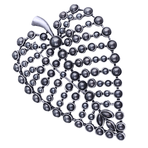 Брошь-кулон (жемчуг темно- серый; покрытие родий)