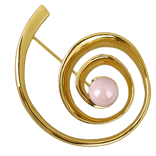 Брошь (Майорка розовая; покрытие золото)