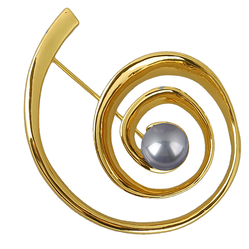 Брошь (Майорка серо-голубая; покрытие золото)