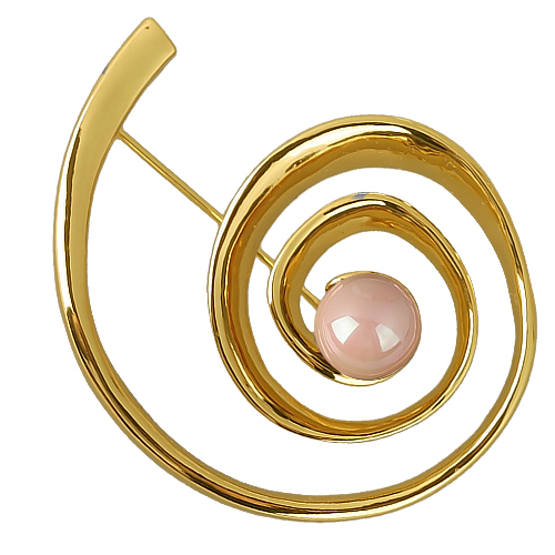 Брошь (Майорка нежный персик; покрытие золото)