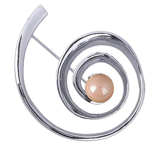 Брошь (Майорка нежный персик; покрытие родий)