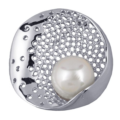 Брошь (Майорка 16мм белая; покрытие родий)