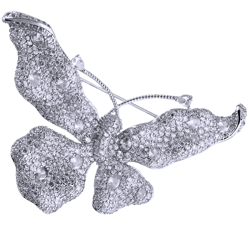 Брошь (белый фианит; покрытие родий)