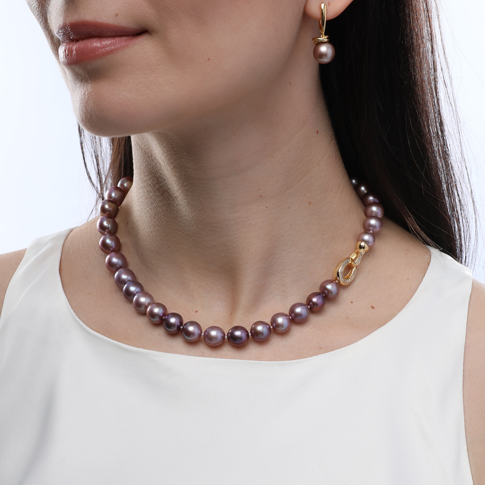 Комплект Эдисон мускат (жемчуг 10-12мм; покрытие золото) 45см — изображение 2