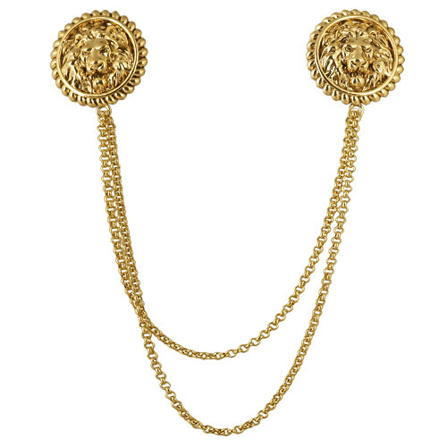 Брошь-шатлен огненный лев (покрытие золото с патиной)