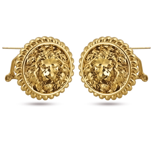 Серьги огненный лев (покрытие золото с патиной)