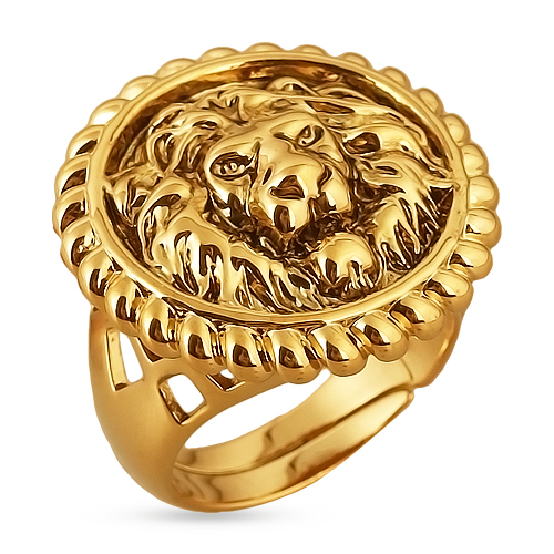 Кольцо огненный лев (покрытие золото с патиной)