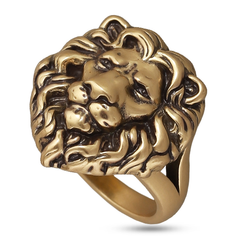 Кольцо Король лев (покрытие античное золото)