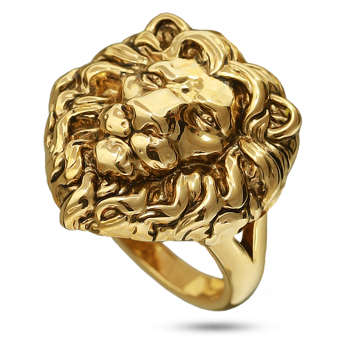Кольцо Король лев (покрытие золото с патиной)