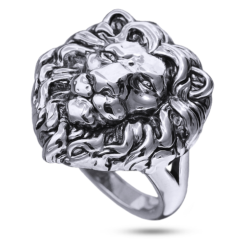 Кольцо Король лев (покрытие палладий с патиной)