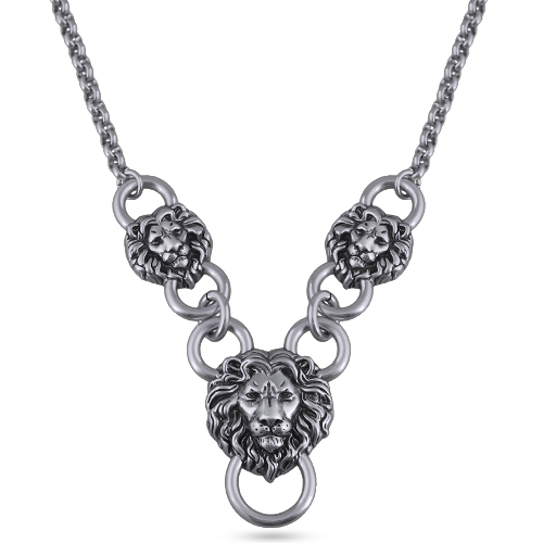 Колье Король лев (покрытие античное серебро) 55-60см