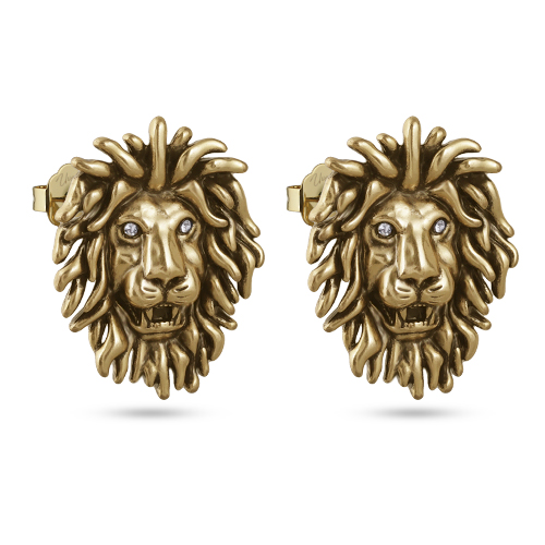 Серьги лев (кристаллы SW белые; покрытие античное золото)