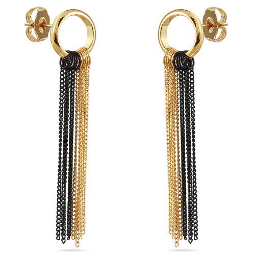 Серьги (покрытие золото, черный родий)