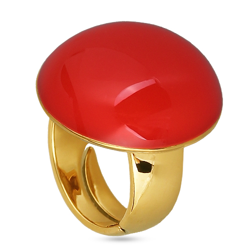 Кольцо 2см Геометрия (эмаль алая; покрытие золото)