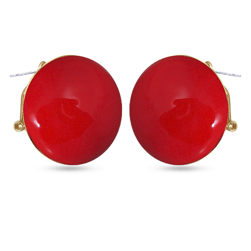 Серьги 3см Геометрия (эмаль алая; покрытие золото)