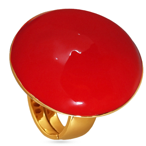 Кольцо 3см Геометрия (эмаль алая; покрытие золото)