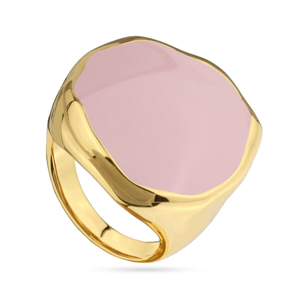 Кольцо Палитра (эмаль розовая; покрытие золото)