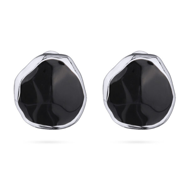 Серьги Палитра (эмаль черная; покрытие родий)