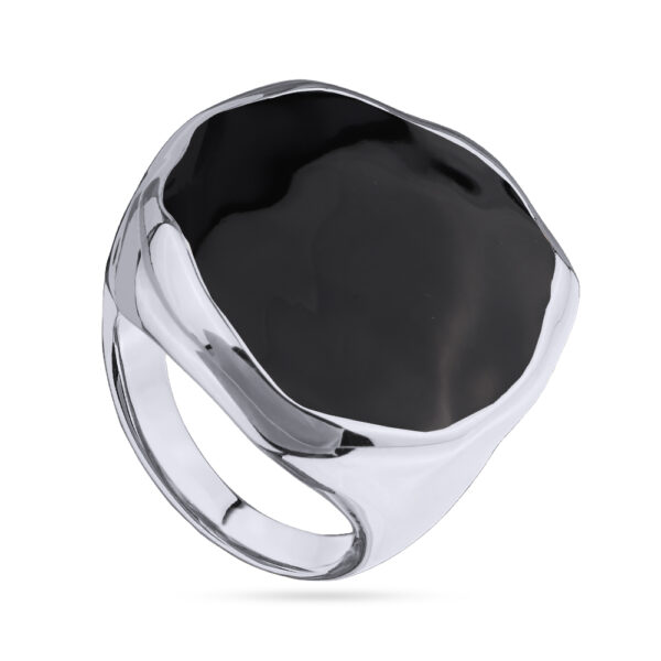 Кольцо Палитра (эмаль черная; покрытие родий)