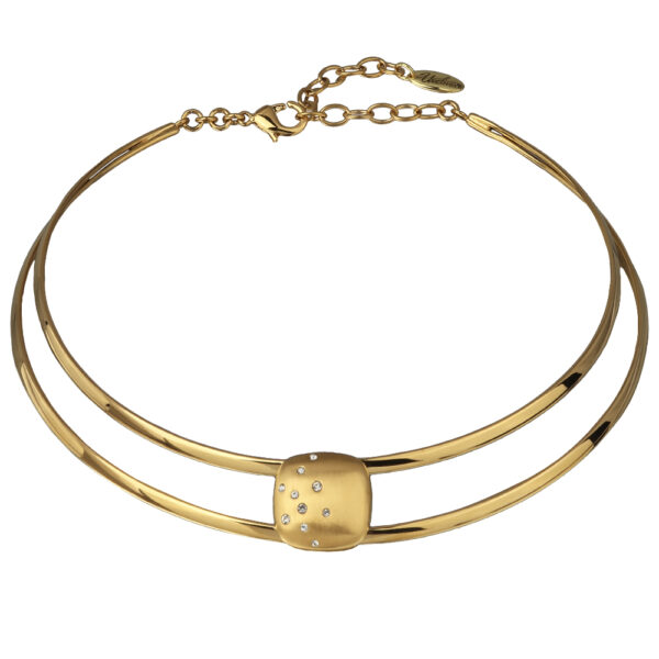 Колье Геометрия (кристаллы SW белые; покрытие сатиновое золото) 36-38см