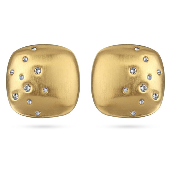 Серьги Геометрия (кристаллы SW белые; покрытие сатиновое золото)