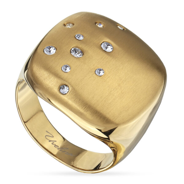 Кольцо Геометрия (кристаллы SW белые; покрытие сатиновое золото)