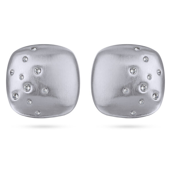 Серьги Геометрия (кристаллы SW белые; покрытие сатиновый родий)