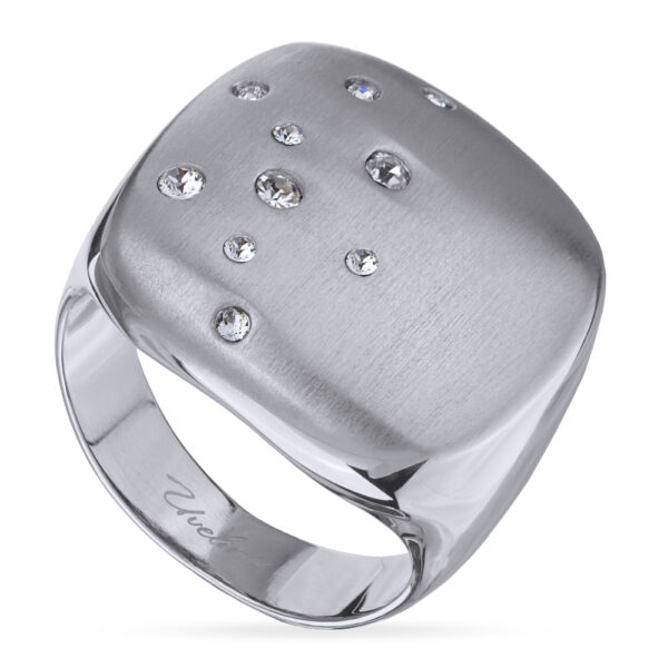 Кольцо Геометрия (кристаллы SW белые; покрытие сатиновый родий)