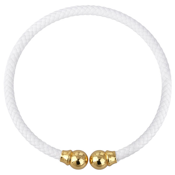 Колье-чокер Дуэт (бусина 16мм, кожа белая; покрытие золото)