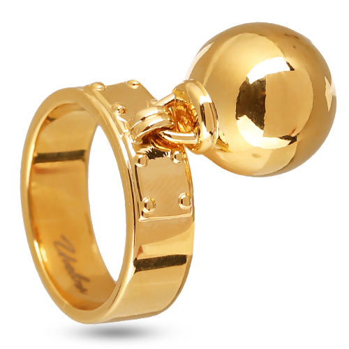 Кольцо Геометрия (бусина 14мм; покрытие золото)