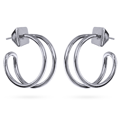 Серьги Лабиринт (покрытие родий)